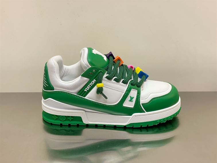 LOUIS VUITTON TRAINER MAXI LOW-TOP SNEAKERS IN WHITE AND GREEN - LVS113
