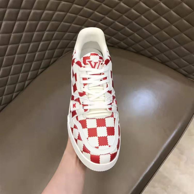 LOUIS VUITTON TRAINER SNEAKER RED WHITE DAMIER - LVS044