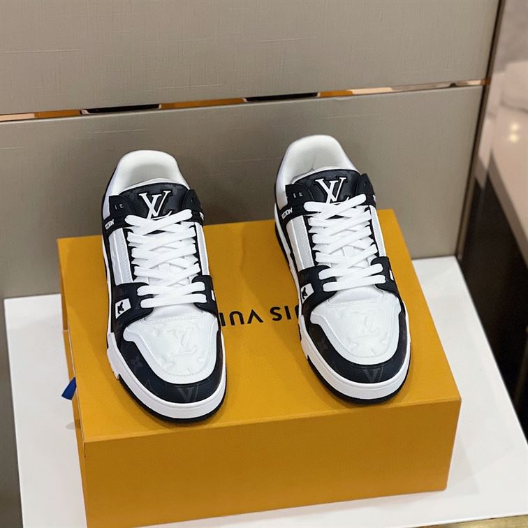 LOUIS VUITTON TRAINER WHITE BLACK WHITE - LVS018