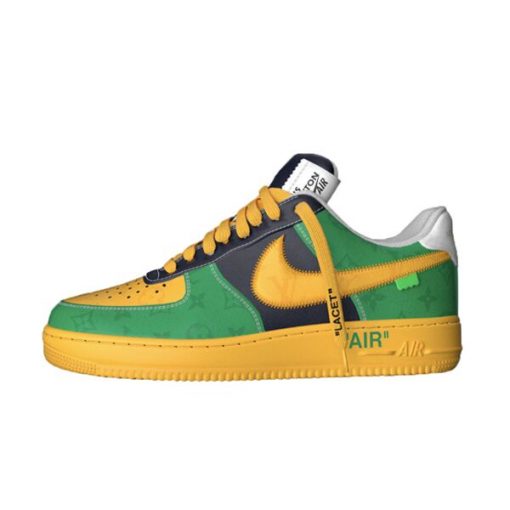 LOUIS VUITTON X NIKE AIR FORCE 1 LOW-TOP SNEAKERS IN YELLOW AND GREEN - LVS108