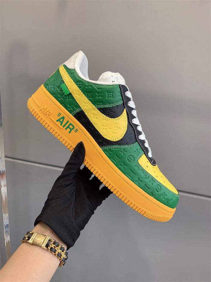 LOUIS VUITTON X NIKE AIR FORCE 1 LOW-TOP SNEAKERS IN YELLOW AND GREEN - LVS108