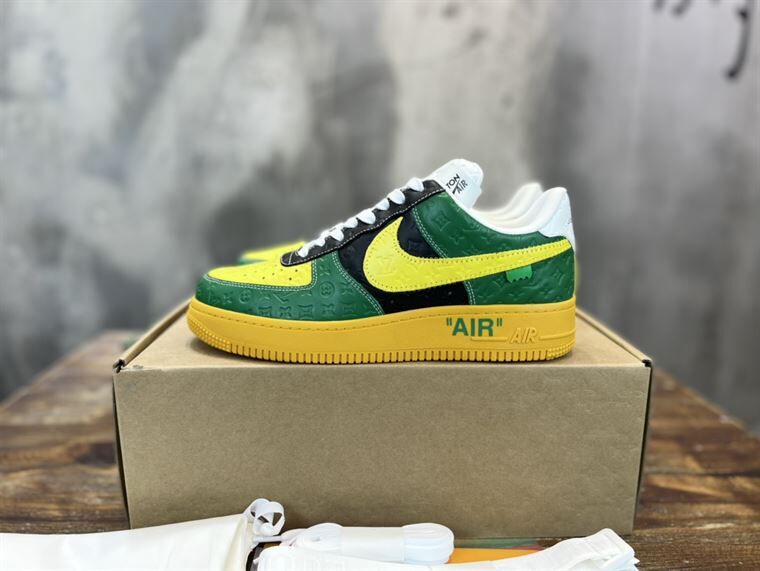 LOUIS VUITTON X NIKE AIR FORCE 1 LOW-TOP SNEAKERS IN YELLOW AND GREEN - LVS119