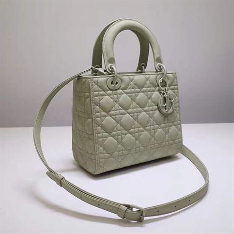 MEDIUM LADY DIOR BAG METALLIC GRAY
