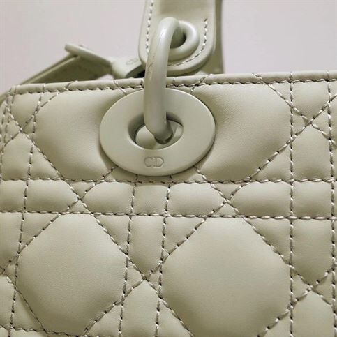 MEDIUM LADY DIOR BAG METALLIC GRAY