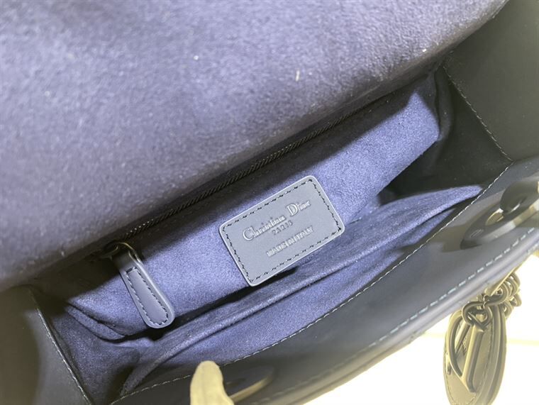MEDIUM ULTRAMATTE LADY DIOR BAG INDIGO BLUE