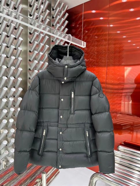 MONCLER BLACK BAUGES LEATHER-TRIMMED DOWN JACKET - MC083