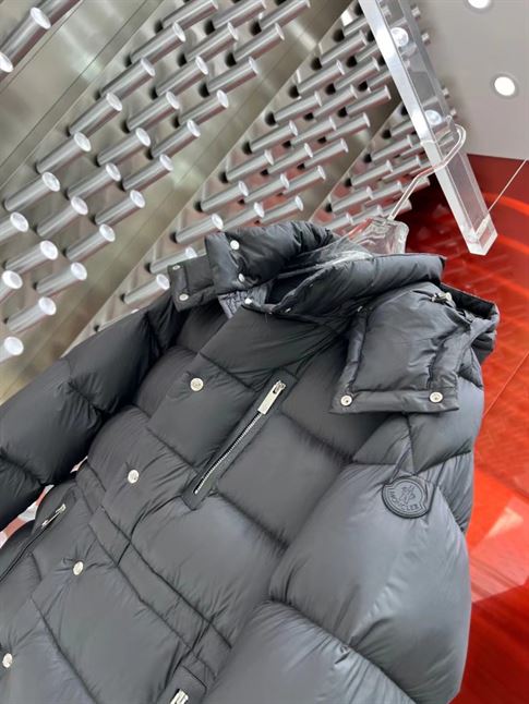 MONCLER BLACK BAUGES LEATHER-TRIMMED DOWN JACKET - MC083