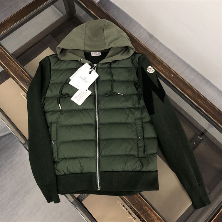 MONCLER DOWN FRONT FULL ZIP CARDIGAN GREEN - MC097