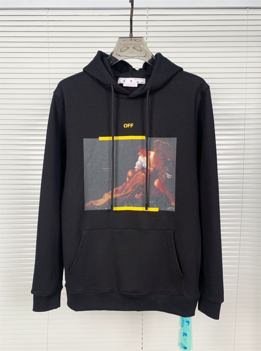 OFF-WHITE ARROW CARAVAGGIO MERCY SKATE HOODIE BLACK YELLOW MULTI - OS016