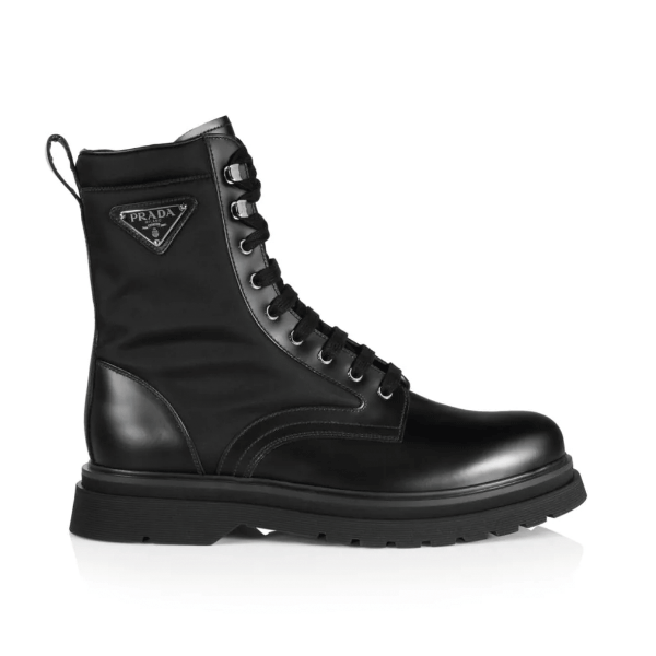 PRADA BRUSHED LEATHER AND NYLON BOOTS - PRS035