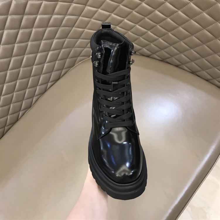 PRADA BRUSHED LEATHER AND NYLON BOOTS - PRS035