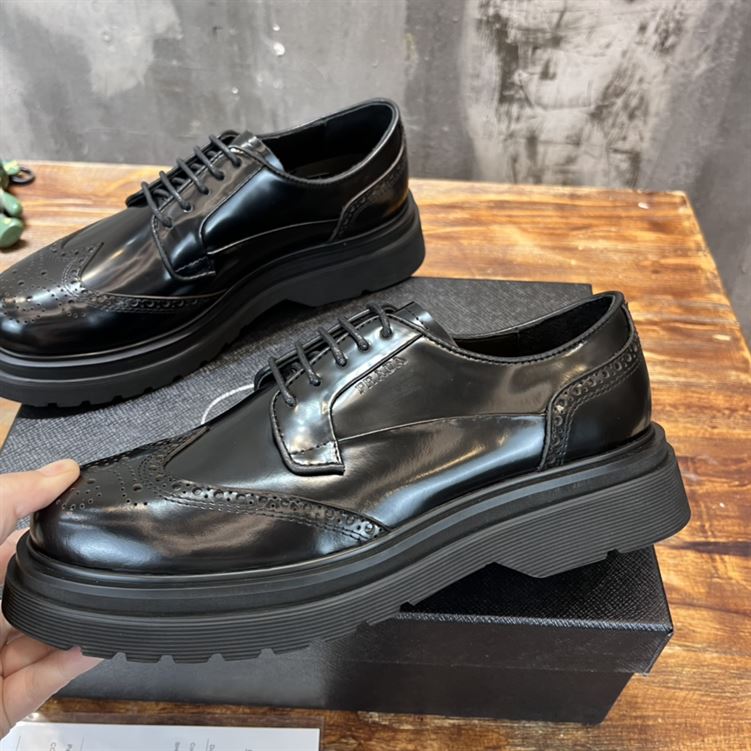 PRADA BRUSHED LEATHER DERBY BROGUE SHOES SHOES - PRS033