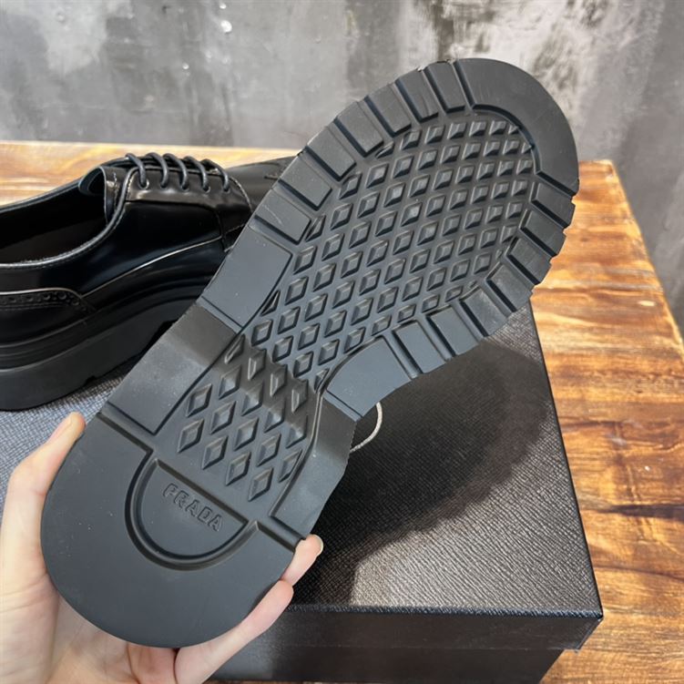 PRADA BRUSHED LEATHER DERBY BROGUE SHOES SHOES - PRS033