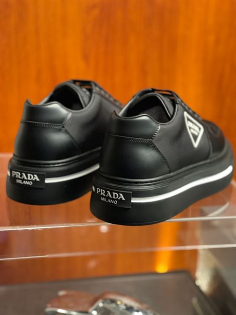 PRADA MACRO RE-NYLON AND BRUSHED LEATHER SNEAKERS - PRS055
