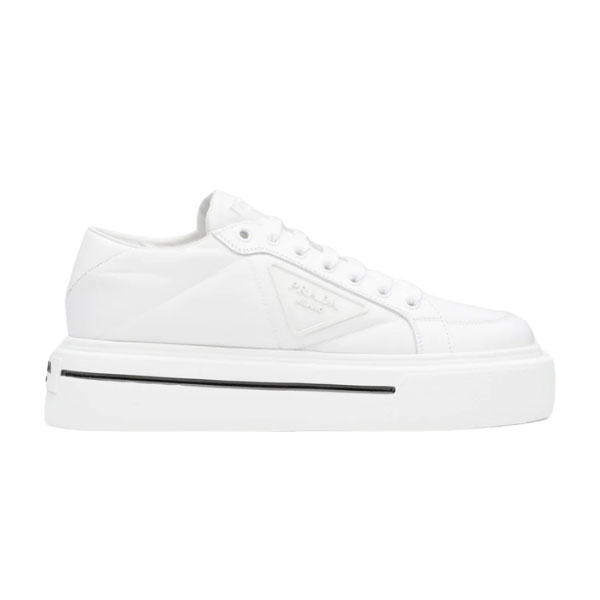 PRADA MACRO RE-NYLON AND BRUSHED LEATHER SNEAKERS - PRS057