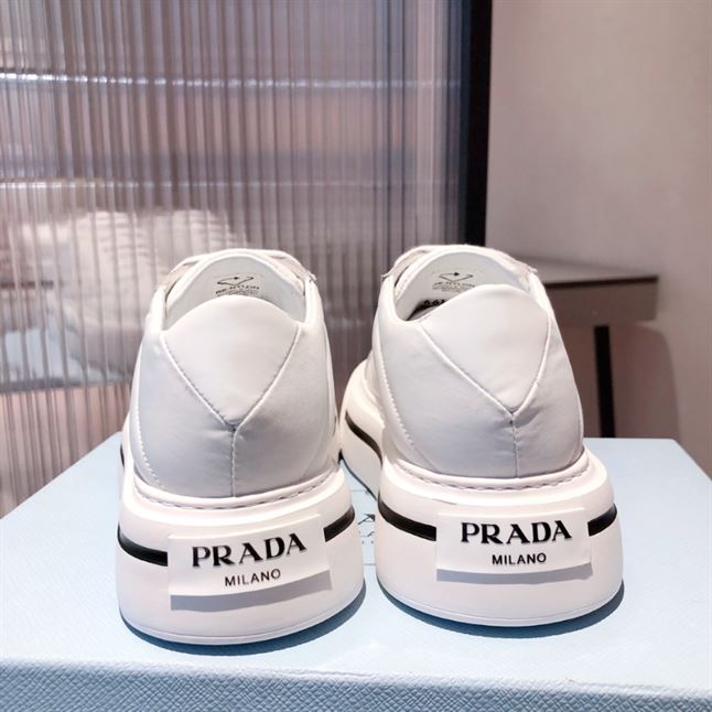 PRADA MACRO RE-NYLON AND BRUSHED LEATHER SNEAKERS - PRS057