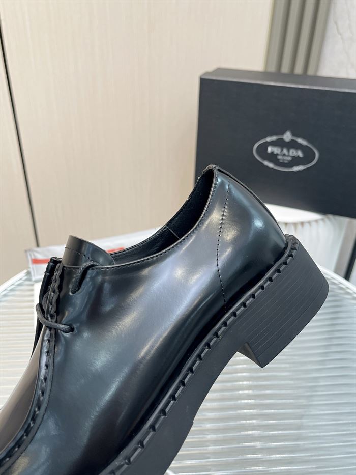 PRADA MONOLITH BRUSHED LEATHER LACE-UP SHOES - PRS039