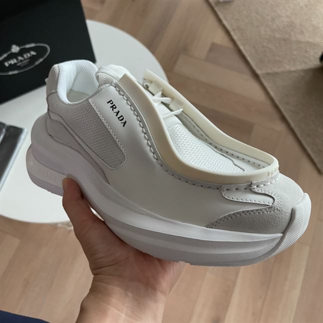 PRADA SYSTEME BRUSHED LEATHER SNEAKERS - PRS048