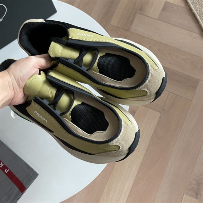 PRADA SYSTEME BRUSHED LEATHER SNEAKERS - PRS049