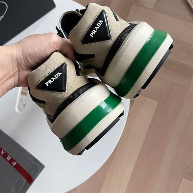 PRADA SYSTEME BRUSHED LEATHER SNEAKERS - PRS049