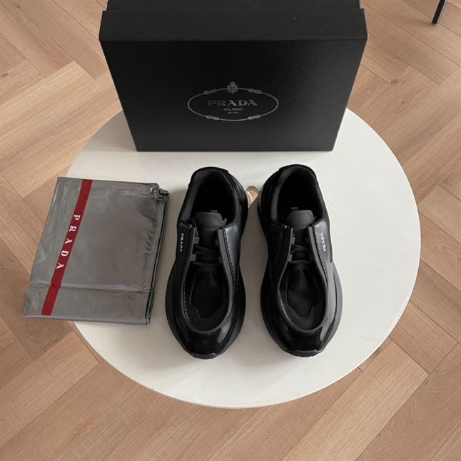 PRADA SYSTEME BRUSHED LEATHER SNEAKERS - PRS050