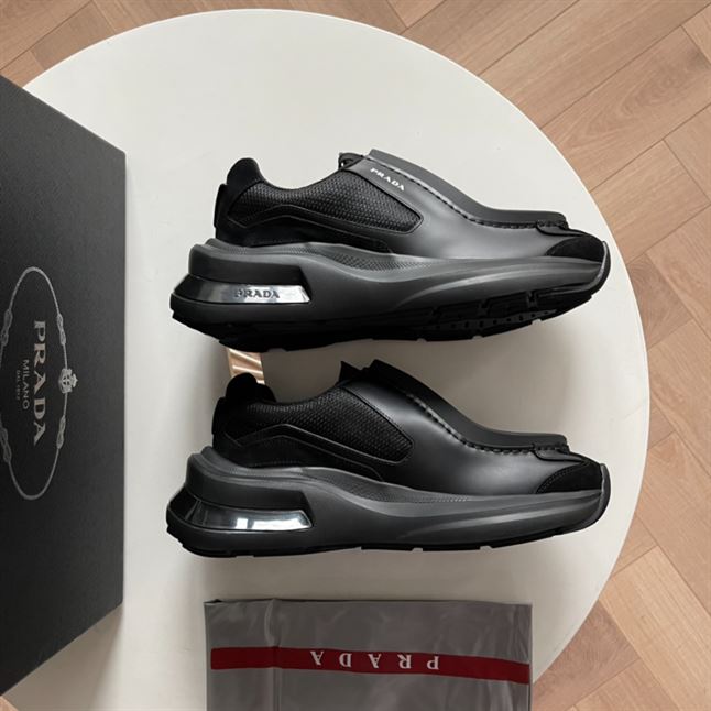 PRADA SYSTEME BRUSHED LEATHER SNEAKERS - PRS050