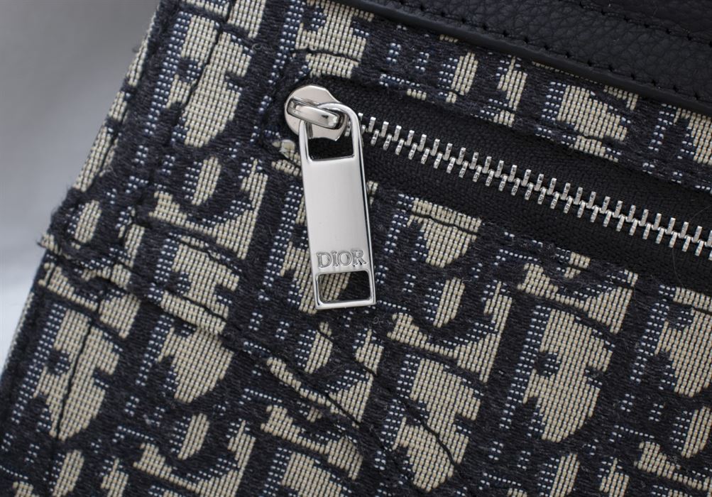 SADDLE POUCH BEIGE AND BLACK OBLIQUE JACQUARD - DIO014