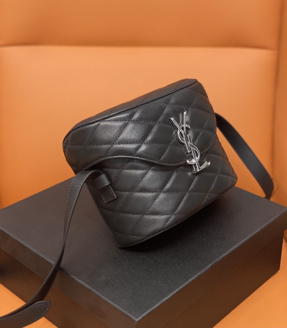 YSL JUNE QUILTED LEATHER CROSSBODY BLACK BAG