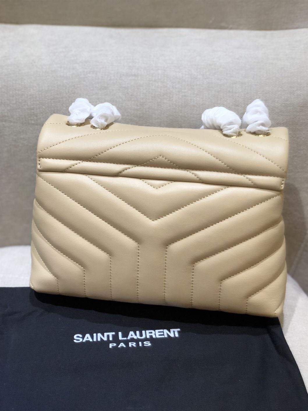 YSL LOULOU WHITE CREAM BAG