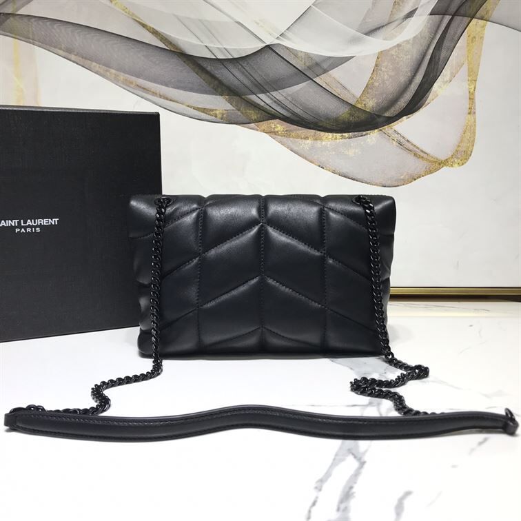 YSL LOULOU PUFFER SHOULDER BLACK BAG