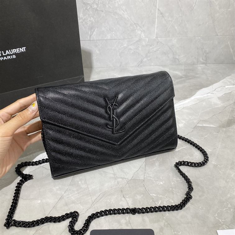 YSL MONOGRAMME CHAIN WALLET BLACK BAG