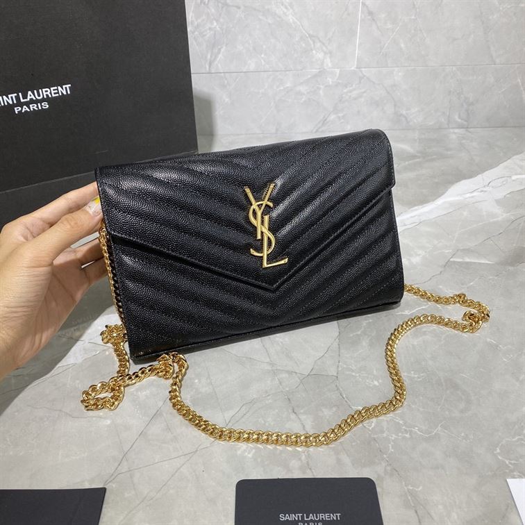 YSL MONOGRAMME CHAIN WALLET BAG BLACK