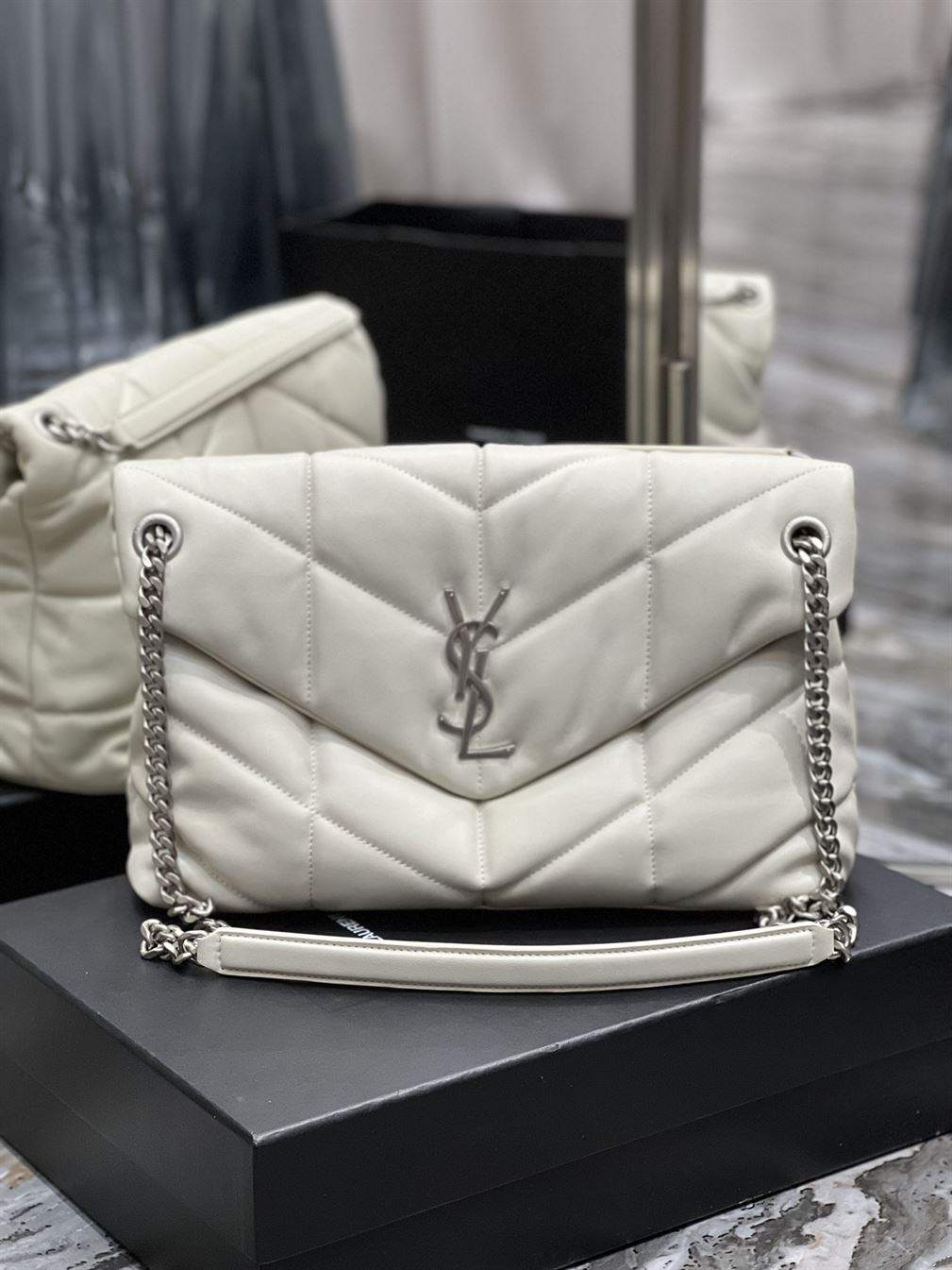 YSL PUFFER TOY WHITE BAG