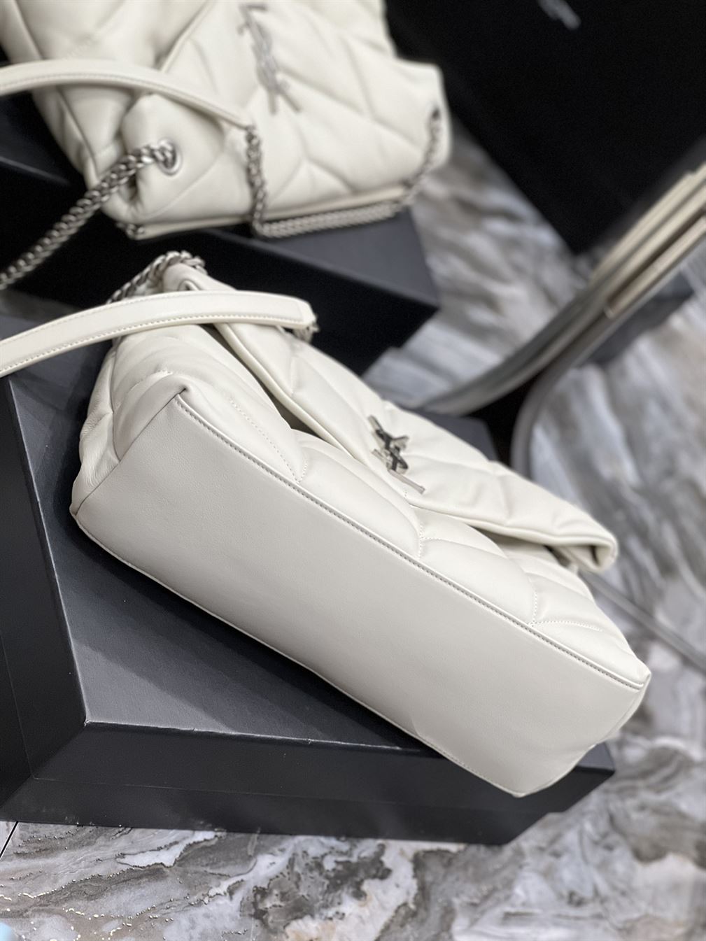 YSL PUFFER TOY WHITE BAG