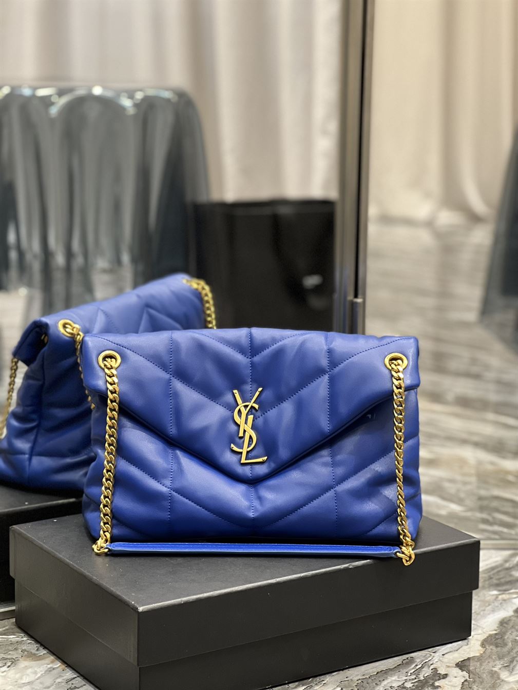 YSL PUFFER TOY BLUE BAG