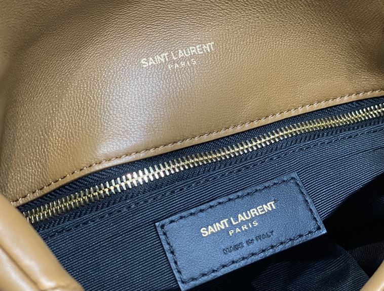 YSL PUFFER TOY BROWN BAG IN QUILTED LAMBSKIN