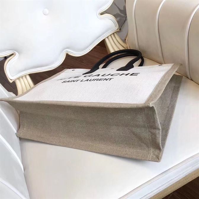 YSL RIVE GAUCHE CANVAS TOTE WHITE BEIGE BAG