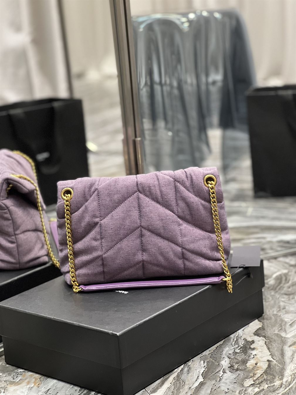 YSL SMALL PUFFER PURPLE BAG