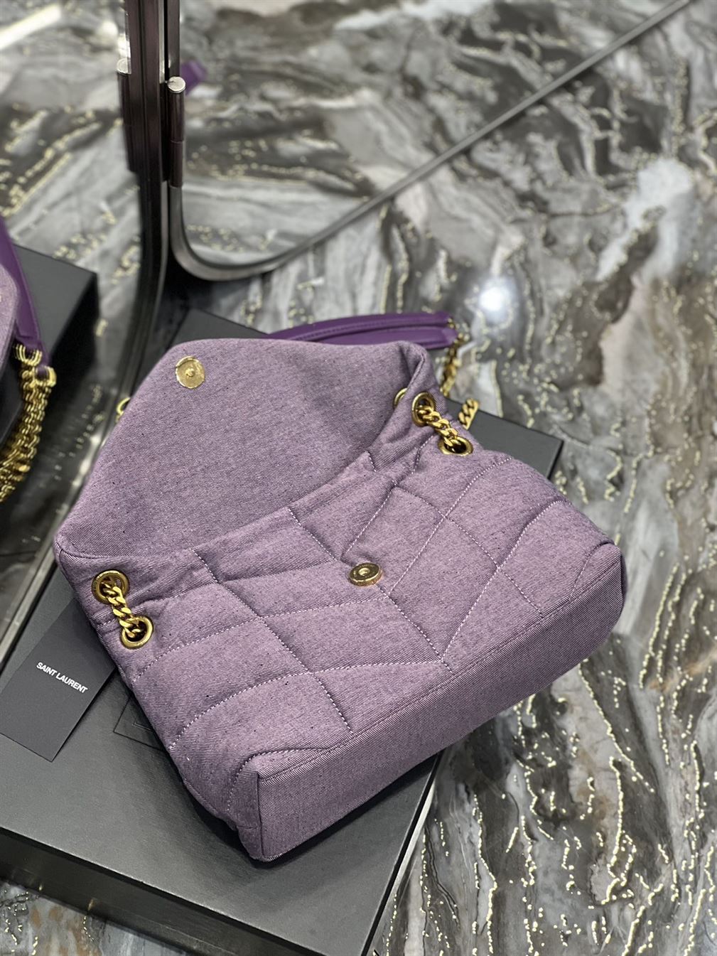 YSL SMALL PUFFER PURPLE BAG