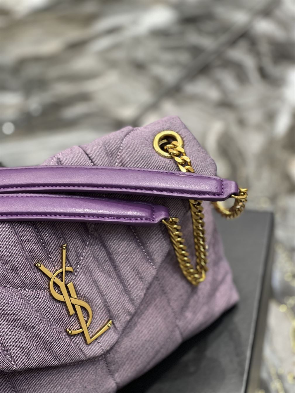 YSL SMALL PUFFER PURPLE BAG