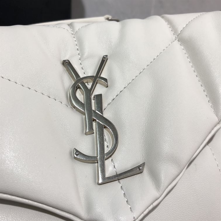 YSL SMALL PUFFER IN QUILTED NAPPA WHITE LEATHER