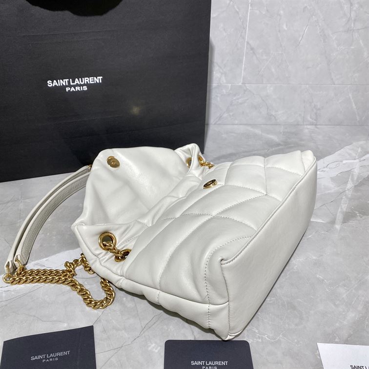 YSL SMALL PUFFER IN QUILTED NAPPA WHITE LEATHER