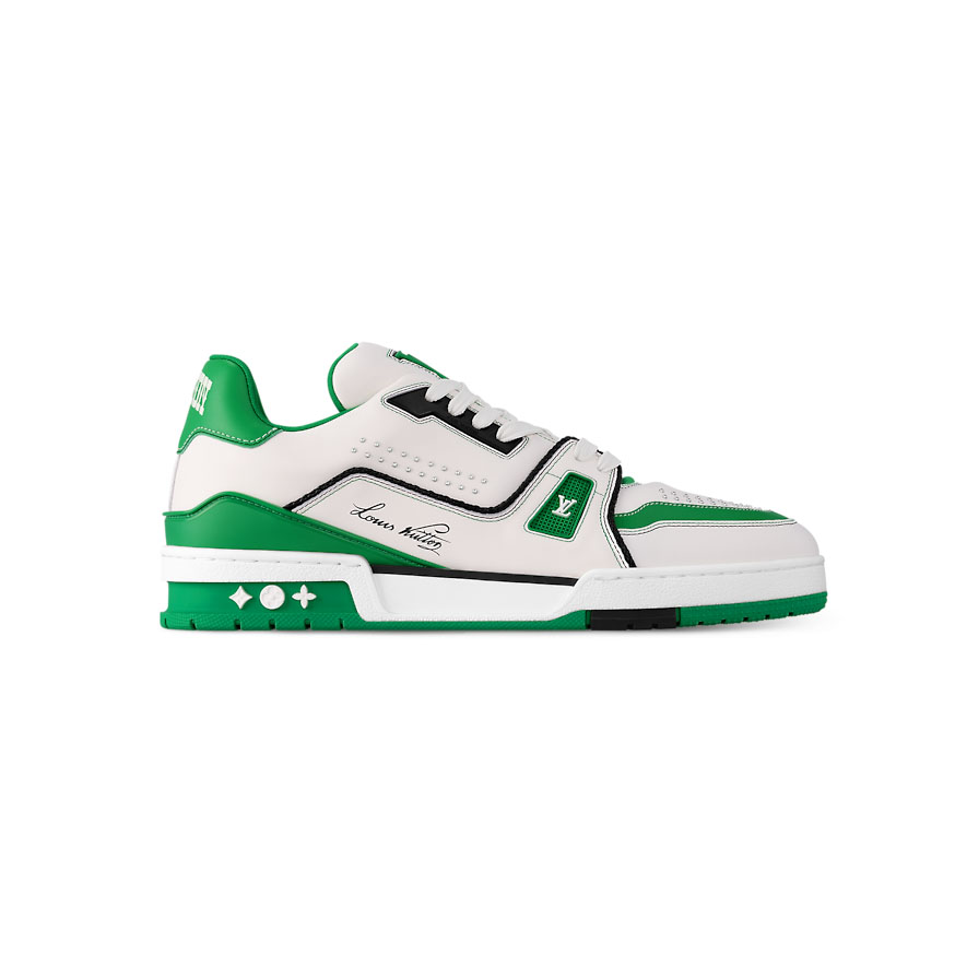 Louis Vuitton Trainer White Green Low Sneaker - LVS204