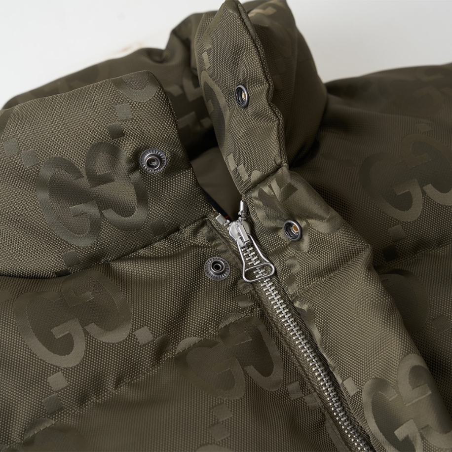 GUCCI Jumbo Canvas Down Green Jacket - GCJ050