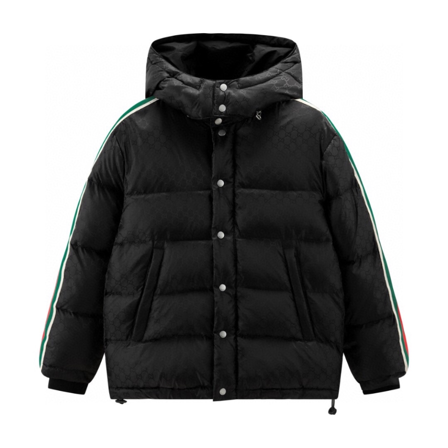 GUCCI Nylon Jacquard With Web Black Coat - GCJ048