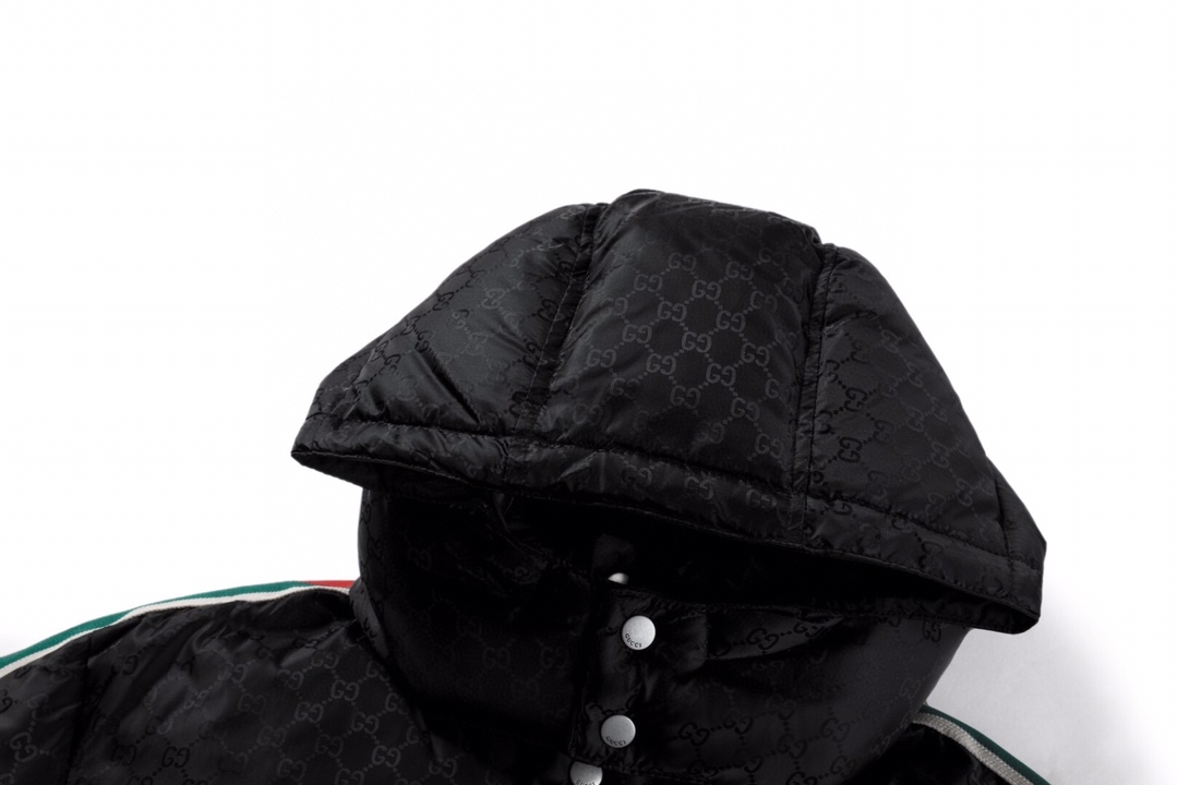 GUCCI Nylon Jacquard With Web Black Coat - GCJ048