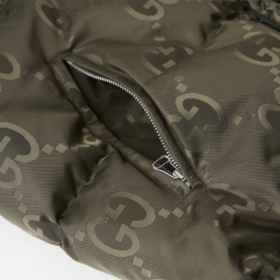 GUCCI Jumbo Canvas Down Green Jacket - GCJ050