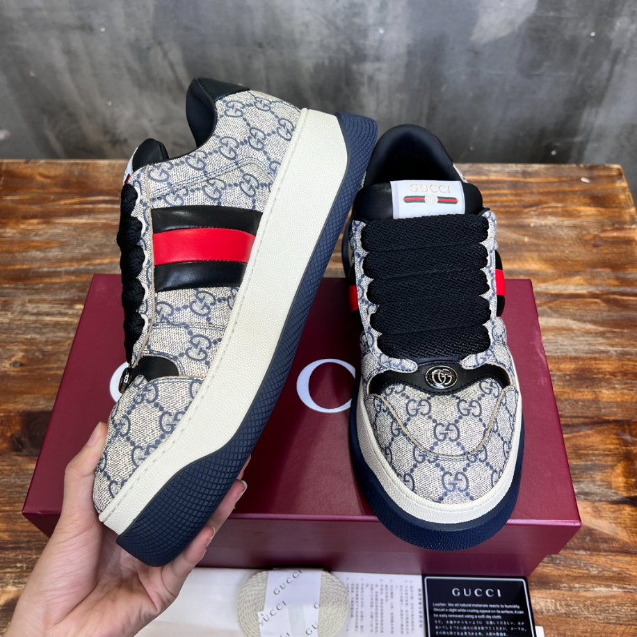 Gucci Screener Web Beige and Blue Sneaker - GCC171