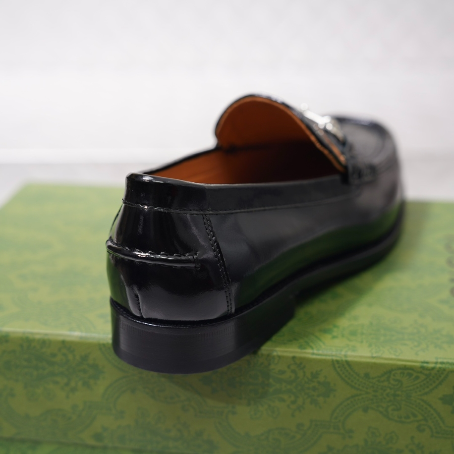 GUCCI LEATHER BLACK GC LOGO HORSEBIT LOAFER - GL055