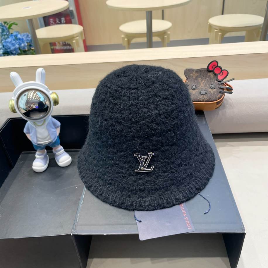 Louis Vuitton Bucket Logo LV Black Hats - LVC007